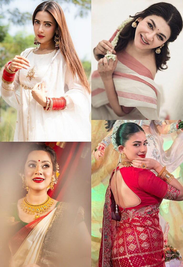 পুজোর সাজে সাবেকি, না আধুনিক: মিমের আনারকলি, মন্দিরার বেনারসি, দীঘির কাঞ্চিপুরম, জয়ার সুতির শাড়ি কার লুক নজর কাড়ল সবচেয়ে বেশি